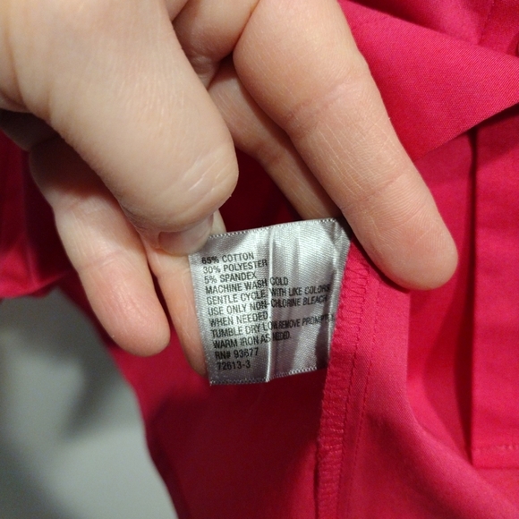 NWT Worthington Stretch Women's Fuchsia Pink Long Sleeve Button Down Shirt Sz 8 - Picture 6 of 7